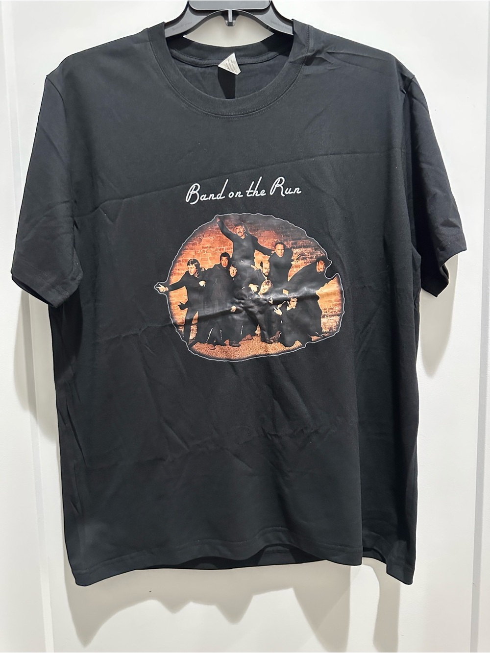 Black "Band on the Run" Graphic Crewneck T-Shirt